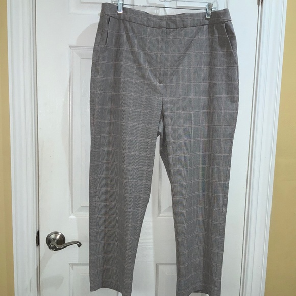 Express Editor Straight Ankle Super High Rise gray plaid pants Sz 16R - Picture 1 of 9